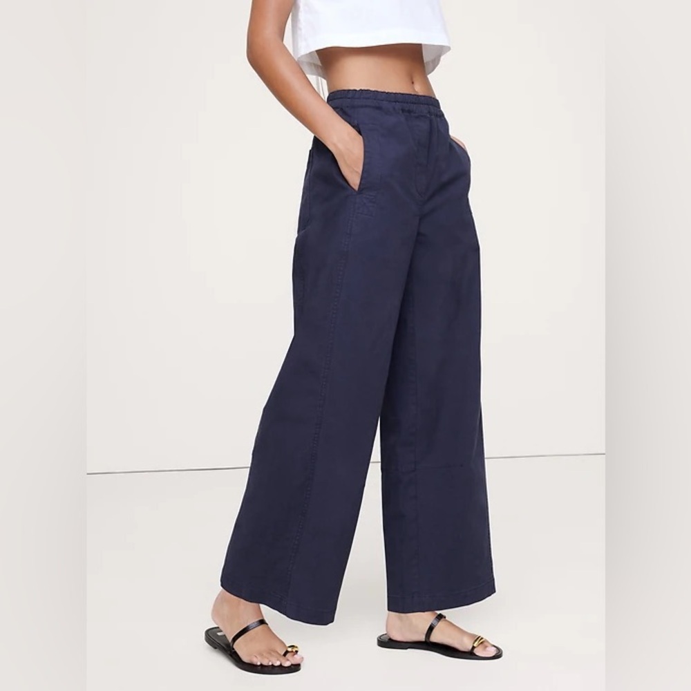 NWT! Banana Republic Navy Blue Mid-Rise Relaxed Painter Pull-On Pant - Multiple - Picture 3 of 7